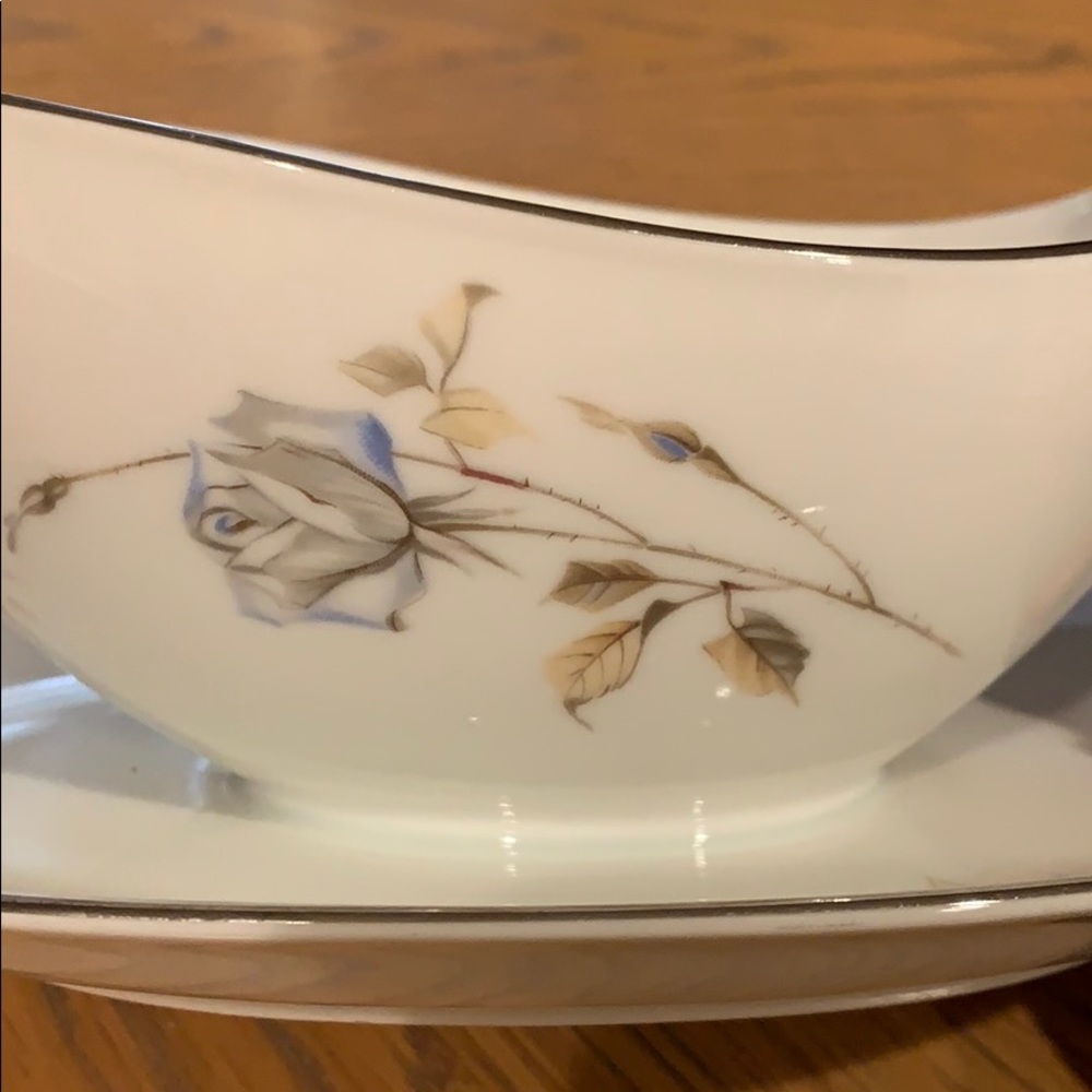 Rare vintage blue rose gravy boat